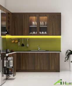 tủ bếp mdf phủ vân gỗ