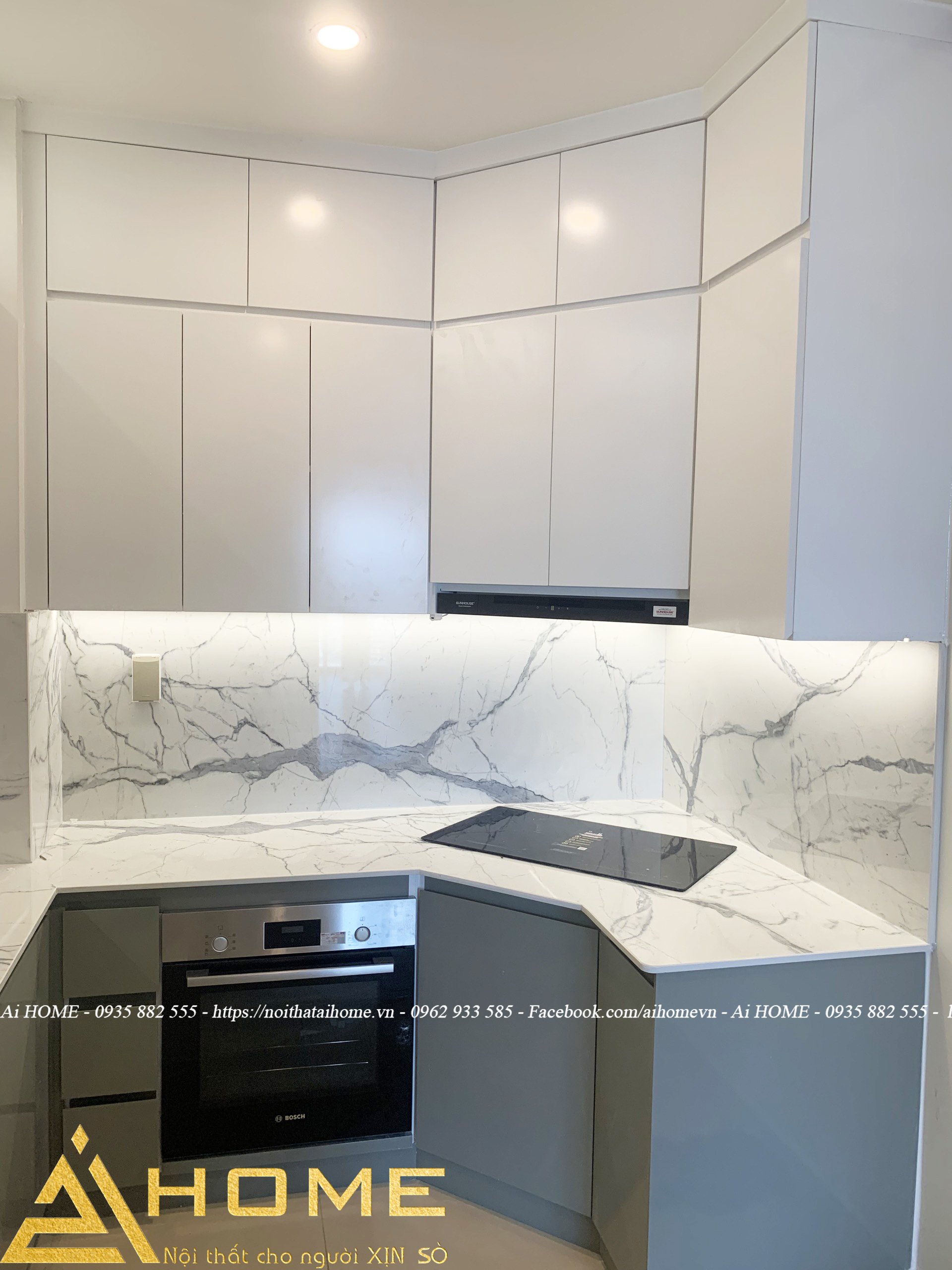 Tủ bếp chữ L đơn giản