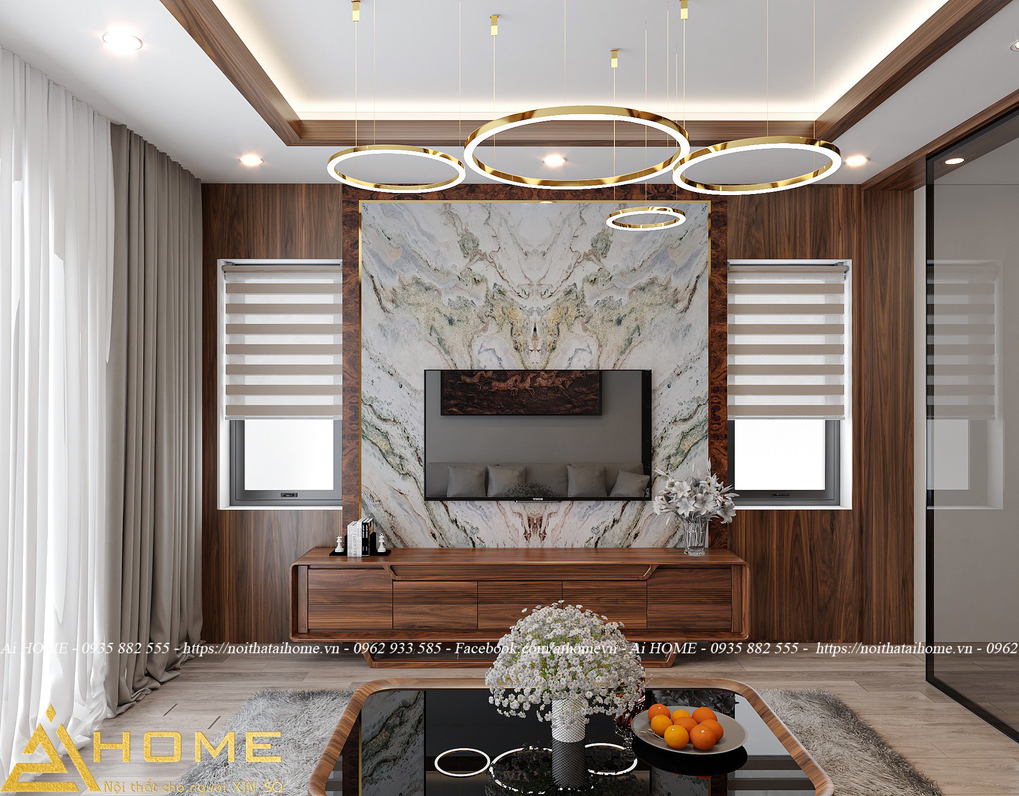 thi công phòng khách hiện đại