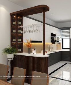 không gian mở phòng khách và bếp