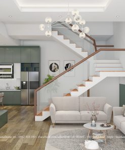 noi that phong khach xanh trang