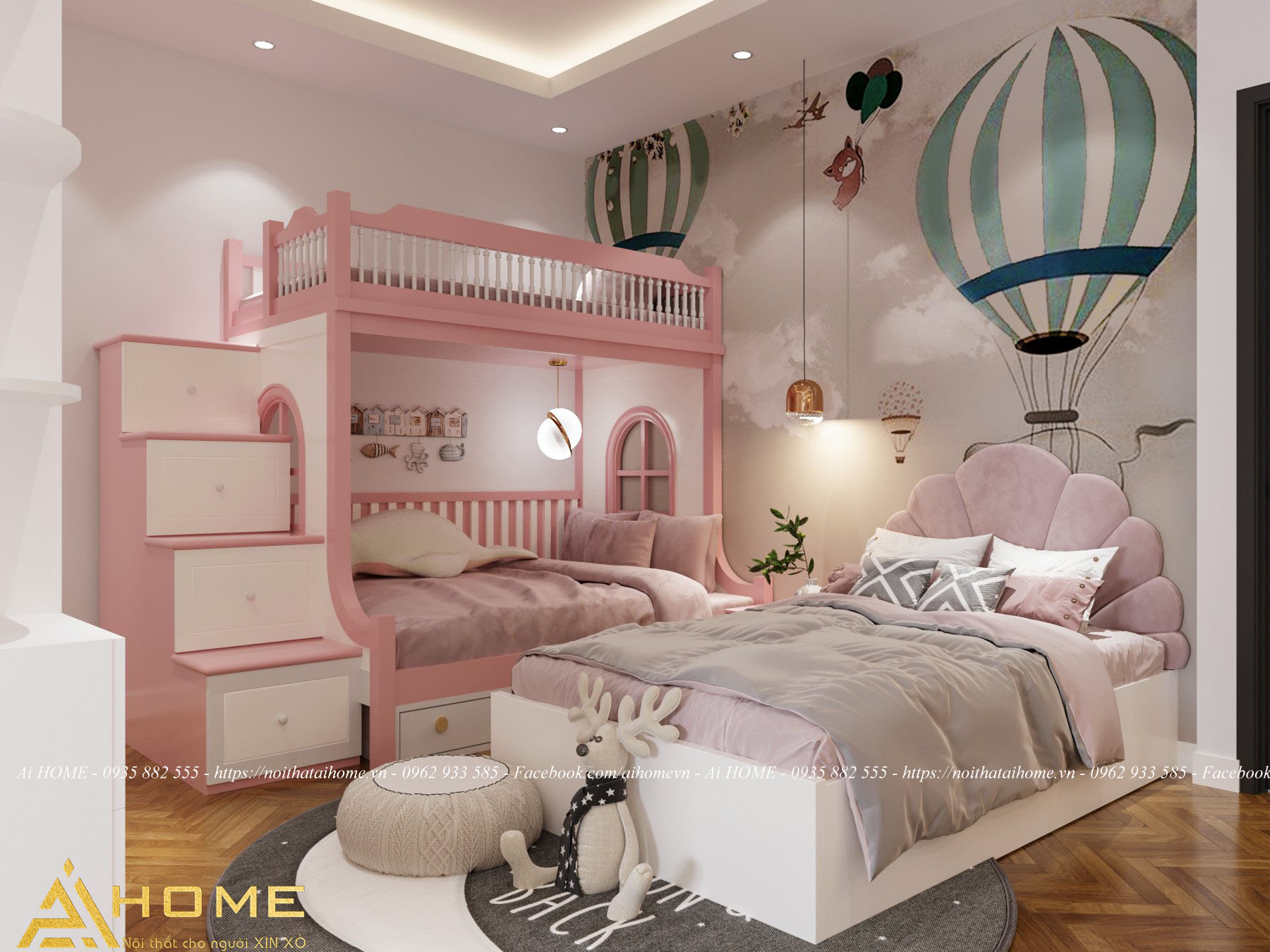 Tổng hợp những mẫu giường tầng đẹp cho bé của nội thất Ai Home