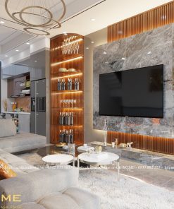 Tủ bếp và phòng khách nhà phố 1