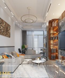 Tủ bếp và phòng khách nhà phố 1