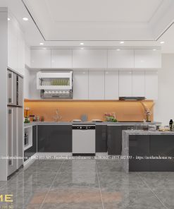 Tủ bếp chữ L 3 tầng