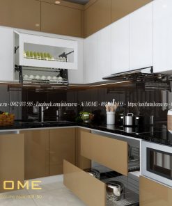 Tủ bếp chữ L 3 tầng