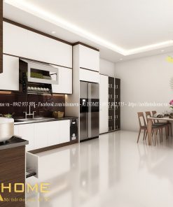 Tủ bếp chữ L 3 tầng