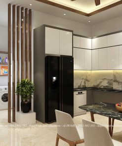 Tủ bếp chữ L 3 tầng