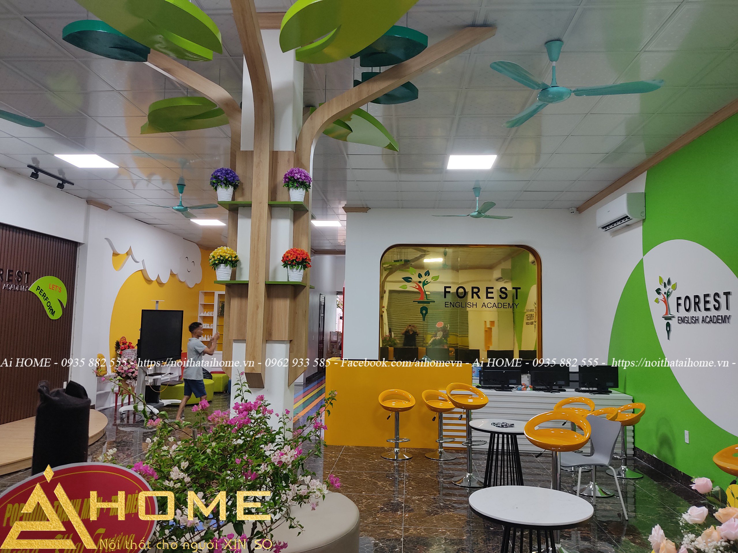Thiết kế khu vực tiếp đón trung tâm tiếng anh