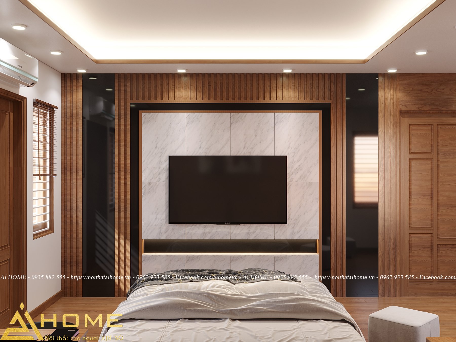 Nội thất phòng ngủ màu gỗ