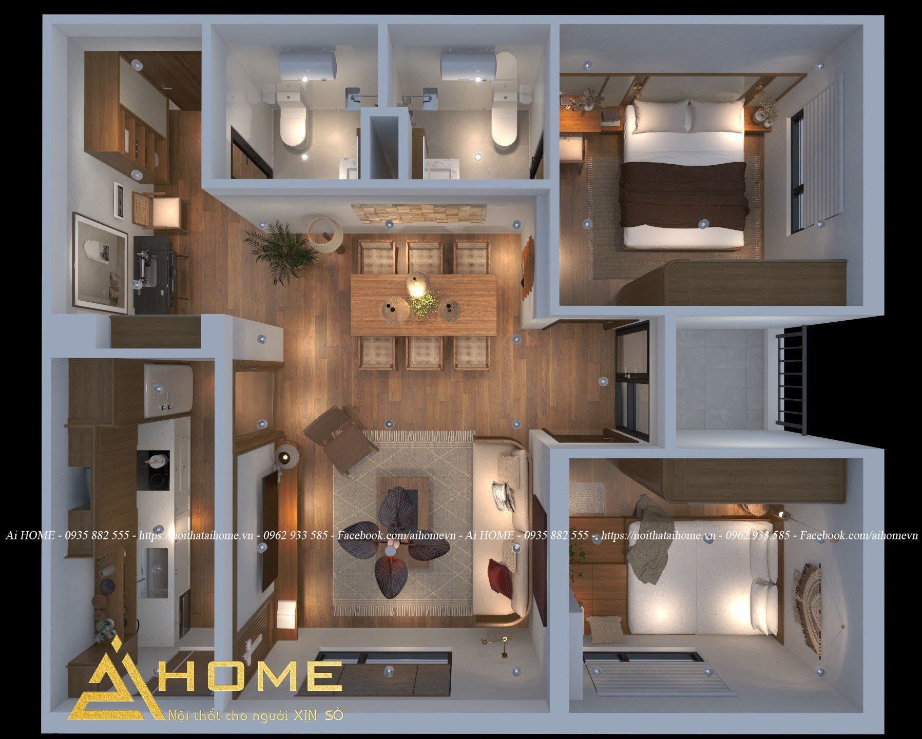 Nội thất chung cư phong cách Wabi Sabi