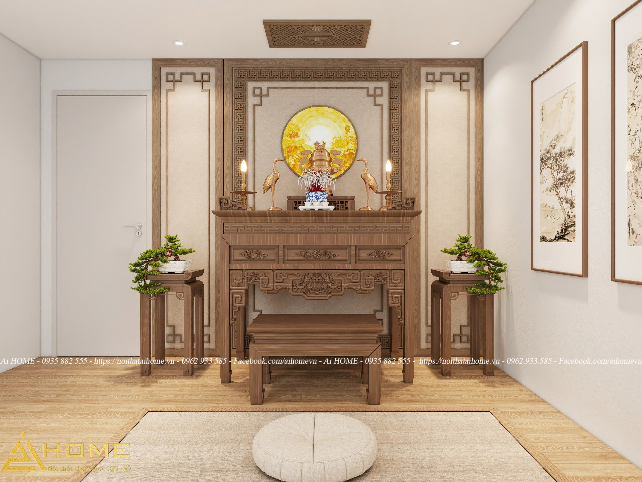 thi công nội thất phòng thờ nhà phố 1
