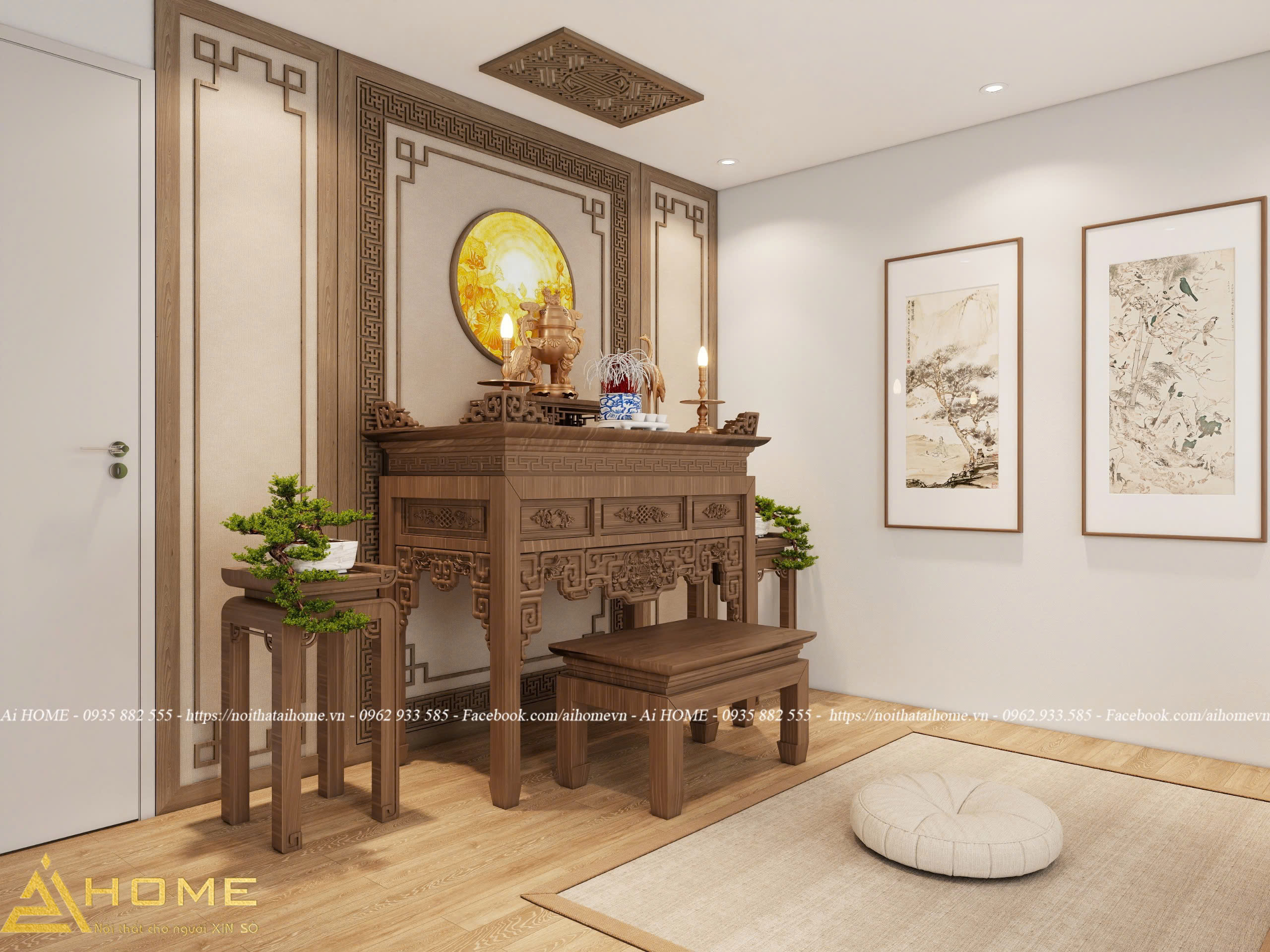 thi công nội thất phòng thờ nhà phố