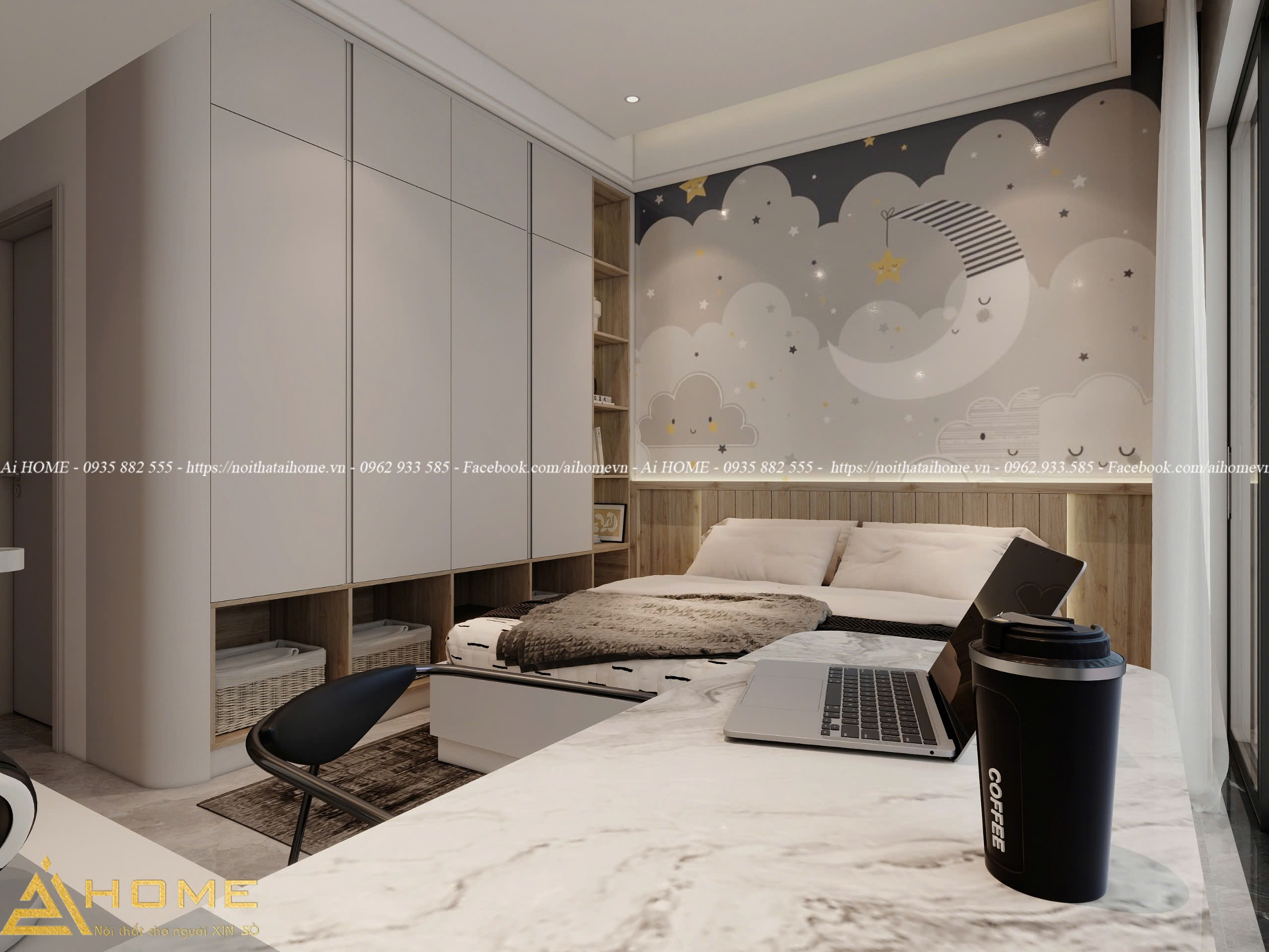 thiết kế nội thất phòng ngủ nhà phố Hải Dương 1